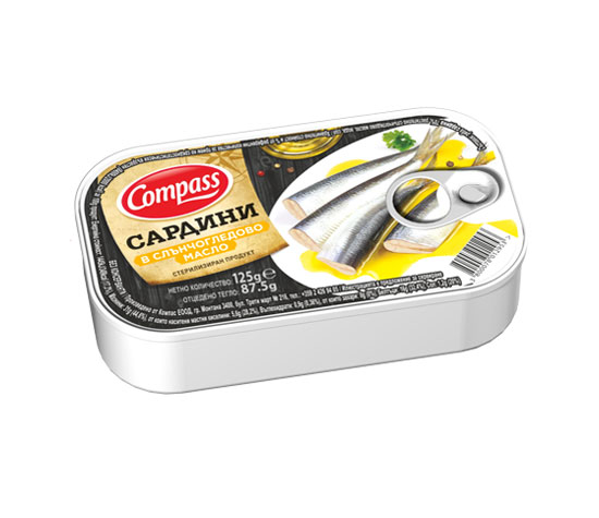 КОМПАС САРДИНИ В ОЛИО 125ГР.